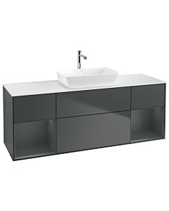 Villeroy und Boch Finion Waschtischunterschrank G861HGHG 160cm, Abdeckplatte white matt, Emotion, Regale Midnight matt lacquer, Midnight Blue Matt Lacquer