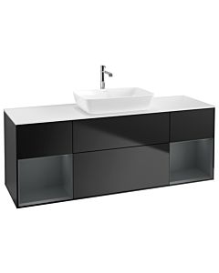 Villeroy und Boch Finion Villeroy und Boch Finion G861HGPD 160cm, cover plate white matt, Emotion, shelves midnight matt lacquer, black matt lacquer