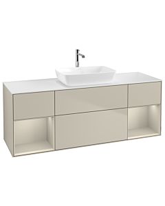 Villeroy und Boch Finion Villeroy und Boch G861HHHH 160cm, plaque de finition blanc mat, Emotion, étagères laqué sable sable, Sand Matt Lacquer