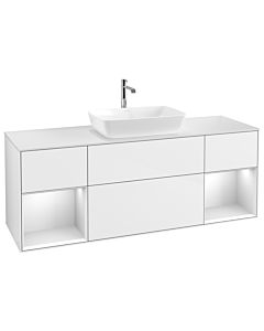 Villeroy und Boch Finion Villeroy und Boch Finion G861MTGF 160cm, cover plate white matt, Emotion, shelves white matt lacquer, glossy white lacquer
