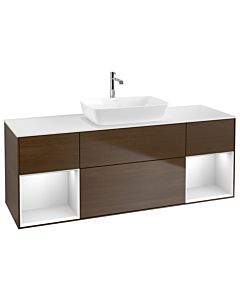 Villeroy und Boch Finion Villeroy und Boch Finion G861MTGN 160cm, cover plate white matt, Emotion, shelves white matt lacquer, walnut veneer