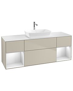 Villeroy und Boch Finion Waschtischunterschrank G861MTHH 160cm, Abdeckplatte white matt, Emotion, Regale White matt lacquer, Sand Matt Lacquer