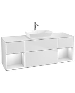 Villeroy und Boch Finion Waschtischunterschrank G861MTMT 160cm, Abdeckplatte white matt, Emotion, Regale White matt lacquer, White matt lacquer
