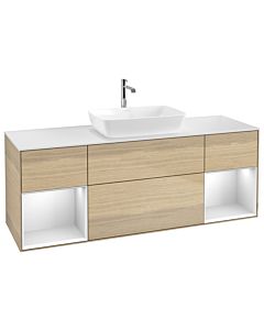Villeroy und Boch Finion Villeroy und Boch Finion G861MTPC 160cm, cover plate white matt, Emotion, shelves white matt lacquer, Oak Veneer