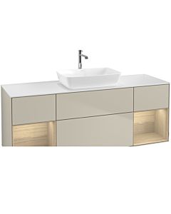 Villeroy und Boch Finion Waschtischunterschrank G861PCHH 160cm, Abdeckplatte white matt, Emotion, Regale Oak Veneer, Sand Matt Lacquer