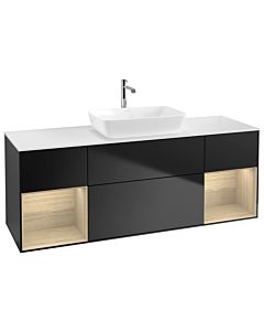 Villeroy und Boch Finion Villeroy und Boch Finion G861PCPD 160cm, cover plate white matt, Emotion, shelves Oak Veneer , black matt lacquer
