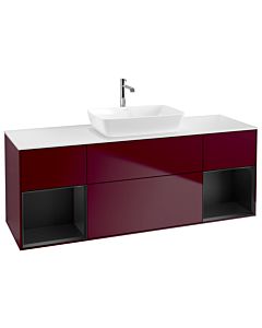 Villeroy und Boch Finion Villeroy und Boch G861PDHB 160cm, plaque de finition blanc mat, Emotion, étagères laqué noir mat, Peony Matt