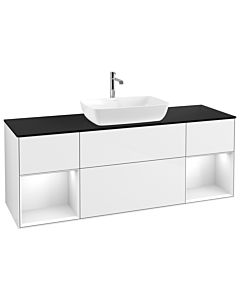 Villeroy und Boch Finion Villeroy und Boch Finion G862GFGF 160cm, cover plate black matt, Emotion, shelves Glossy white lacquer, Glossy white lacquer