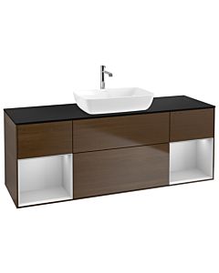 Villeroy und Boch Finion Villeroy und Boch Finion G862GJGN 160cm, cover plate black matt, Emotion, shelves light gray matt lacquer, walnut veneer