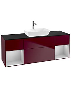 Villeroy und Boch Finion Villeroy und Boch G862GJHB 160cm, plaque de finition noir mat, Emotion, étagères Laque gris clair mat, Peony Matt