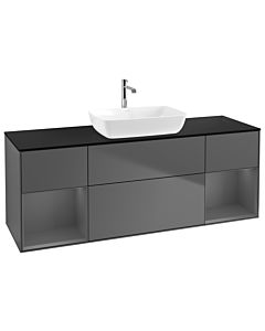 Villeroy und Boch Finion Villeroy und Boch G862GKGK 160cm, plaque de finition noir mat, Emotion, étagères Laque anthracite mat, Anthracite mat