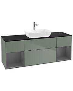 Villeroy und Boch Finion Villeroy und Boch Finion G862GKGM 160cm, cover plate black matt, Emotion, shelves anthracite matt lacquer, Olive Matt Lacquer