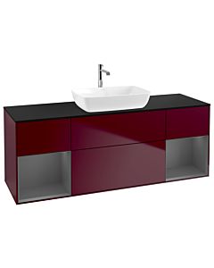 Villeroy und Boch Finion Villeroy und Boch G862GKHB 160cm, plaque de finition noir mat, Emotion, étagères Laque anthracite mat, Peony Matt