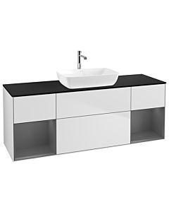 Villeroy und Boch Finion Villeroy und Boch G862GKMT 160cm, plaque de finition noir mat, Emotion, étagères Laque anthracite mat, Laque blanc mat