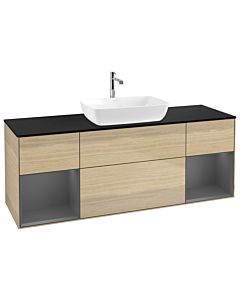 Villeroy und Boch Finion Villeroy und Boch Finion G862GKPC 160cm, cover plate black matt, Emotion, shelves anthracite matt lacquer, Oak Veneer