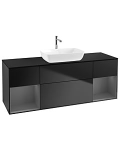 Villeroy und Boch Finion Villeroy und Boch Finion G862GKPD 160cm, cover plate black matt, Emotion, shelves anthracite matt lacquer, black matt lacquer