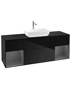 Villeroy und Boch Finion Villeroy und Boch G862GKPH 160cm, plaque de finition noir mat, Emotion, étagères Laque anthracite mat, Glossy Black Lacquer