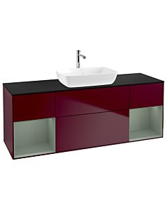 Villeroy und Boch Finion Villeroy und Boch Finion G862GMHB 160cm, cover plate black matt, Emotion, shelves olive matt lacquer, Peony Matt