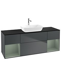 Villeroy und Boch Finion Waschtischunterschrank G862GMHG 160cm, Abdeckplatte black matt, Emotion, Regale Olive matt lacquer, Midnight Blue Matt Lacquer