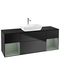 Villeroy und Boch Finion Villeroy und Boch Finion G862GMPD 160cm, cover plate black matt, Emotion, shelves olive matt lacquer, black matt lacquer