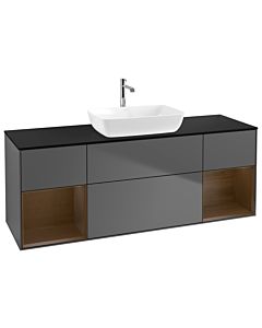Villeroy und Boch Finion Villeroy und Boch Finion G862GNGK 160cm, cover plate black matt, Emotion, shelves Walnut Veneer , anthracite matt