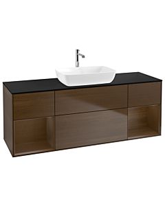 Villeroy und Boch Finion Villeroy und Boch G862GNGN 160cm, plaque de finition noire mate, emotion, étagères Walnut Veneer , placage Walnut Veneer
