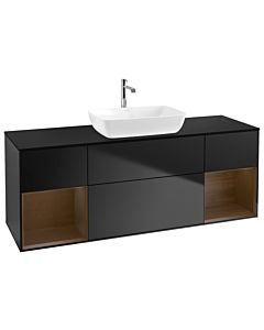 Villeroy und Boch Finion Villeroy und Boch Finion G862GNPD 160cm, cover plate black matt, Emotion, shelves Walnut Veneer , black matt lacquer