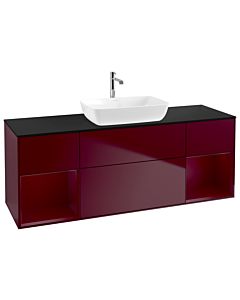 Villeroy und Boch Finion Waschtischunterschrank G862HBHB 160cm, Abdeckplatte black matt, Emotion, Regale Peony matt lacquer, Peony Matt