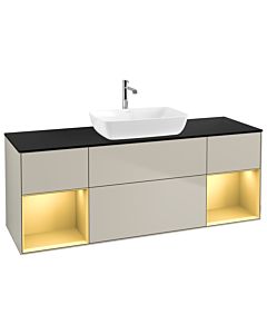 Villeroy und Boch Finion Waschtischunterschrank G862HFHH 160cm, Abdeckplatte black matt, Emotion, Regale Gold matt lacquer, Sand Matt Lacquer