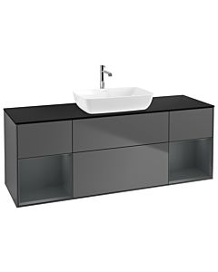 Villeroy und Boch Finion Villeroy und Boch Finion G862HGGK 160cm, cover plate black matt, Emotion, shelves midnight matt lacquer, anthracite matt