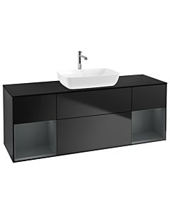 Villeroy und Boch Finion Villeroy und Boch Finion G862HGPD 160cm, cover plate black matt, Emotion, shelves midnight matt lacquer, black matt lacquer