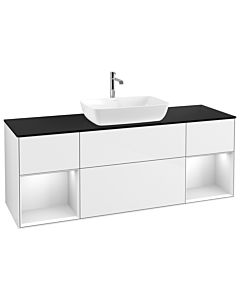 Villeroy und Boch Finion Villeroy und Boch Finion G862MTGF 160cm, cover plate black matt, Emotion, shelves White matt lacquer, Glossy white lacquer