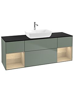 Villeroy und Boch Finion Villeroy und Boch Finion G862PCGM 160cm, cover plate black matt, Emotion, shelves Oak Veneer , Olive Matt Lacquer