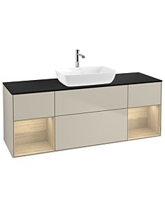 Villeroy und Boch Finion Villeroy und Boch G862PCHH 160cm, plaque de finition noir mat, émotion, étagères Oak Veneer , Sand Matt Lacquer