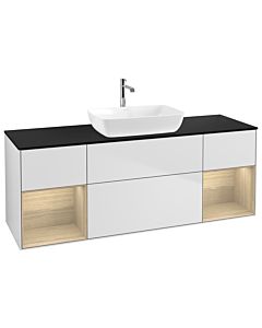 Villeroy und Boch Finion Villeroy und Boch Finion G862PCMT 160cm, cover plate black matt, Emotion, shelves Oak Veneer , white matt lacquer