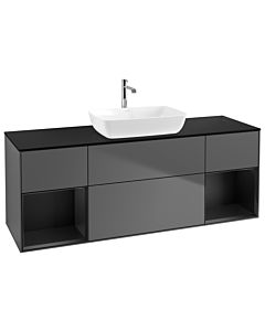 Villeroy und Boch Finion Villeroy und Boch Finion G862PDGK 160cm, cover plate black matt, Emotion, shelves black matt lacquer, anthracite matt