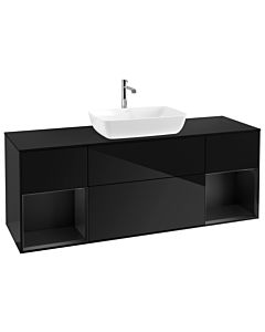 Villeroy und Boch Finion Villeroy und Boch G862PDPH 160cm, plaque de finition noir mat, Emotion, étagères laqué noir mat, Glossy Black Lacquer