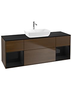 Villeroy und Boch Finion Villeroy und Boch Finion G862PHGN 160cm, cover plate black matt, Emotion, shelves Glossy black lacquer, walnut veneer