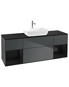 Villeroy und Boch Finion Villeroy und Boch Finion G862PHHG 160cm, cover plate black matt, Emotion, shelves Glossy black lacquer, Midnight Blue Matt Lacquer