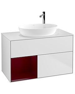 Villeroy und Boch Finion Waschtischunterschrank G891HBMT 100cm, Abdeckplatte white matt, Emotion, Regale Peony matt lacquer, White matt lacquer