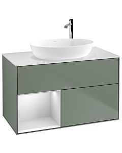 Villeroy und Boch Finion Villeroy und Boch Finion G891MTGM 100cm, cover plate white matt, Emotion, shelves white matt lacquer, Olive Matt Lacquer