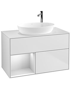 Villeroy und Boch Finion Villeroy und Boch G891MTMT 100cm, plaque de recouvrement blanc mat, Emotion, étagères laqué blanc mat, laqué blanc mat