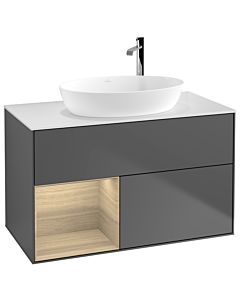 Villeroy und Boch Finion Villeroy und Boch Finion G891PCGK 100cm, cover plate white matt, Emotion, shelves Oak Veneer , anthracite matt