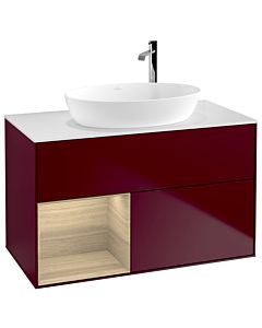 Villeroy und Boch Finion Villeroy und Boch G891PCHB 100cm, plaque de recouvrement blanc mat, emotion, étagères Oak Veneer , Peony Matt