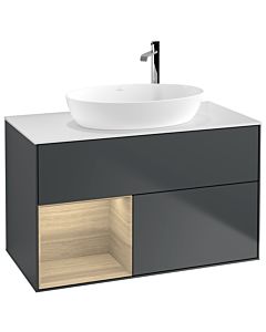 Villeroy und Boch Finion Villeroy und Boch G891PCHG 100cm, plaque de recouvrement blanc mat, Emotion, étagères Oak Veneer , Midnight Blue Matt Lacquer