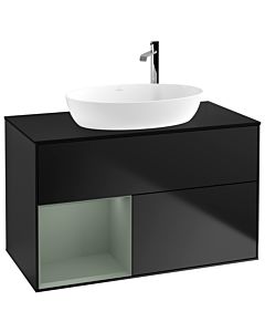 Villeroy und Boch Finion Villeroy und Boch Finion G892GMPD 100cm, cover plate black matt, Emotion, shelves olive matt lacquer, black matt lacquer