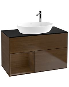 Villeroy und Boch Finion Villeroy und Boch Finion G892GNGN 100cm, cover plate black matt, Emotion, shelves Walnut Veneer , Walnut Veneer veneer