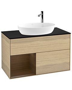 Villeroy und Boch Finion Villeroy und Boch G892GNPC 100cm, plaque de recouvrement noir mat, emotion, étagères Walnut Veneer , Oak Veneer
