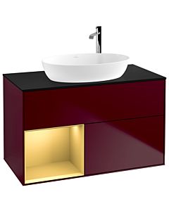 Villeroy und Boch Finion Villeroy und Boch Finion G892HFHB 100cm, cover plate black matt, Emotion, shelves gold matt lacquer, Peony Matt