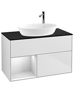 Villeroy und Boch Finion Villeroy und Boch Finion G892MTMT 100cm, cover plate black matt, Emotion, shelves White matt lacquer, White matt lacquer